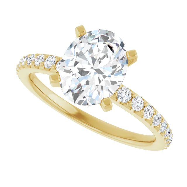 14K White Gold 1.76 CTW Oval Solitaire Pavé Lab Grown Diamond Engagement Ring-Pauls Jewelers