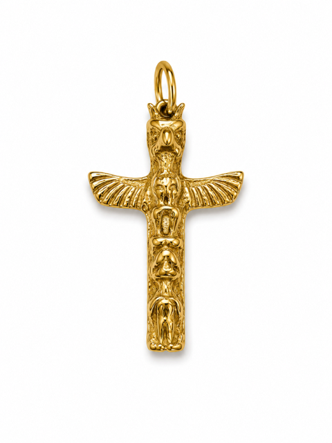 14K Yellow Gold Carved Totem Pendant-Paul's Jewelers
