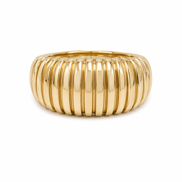 14K Yellow Gold Flexible Ribbed Band Ring