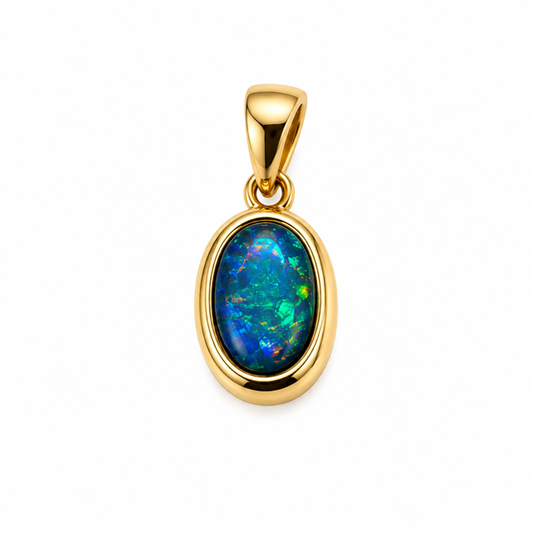 14K Yellow Gold Pendant with Australian Opal- Paul's Jewelers Milwaukee