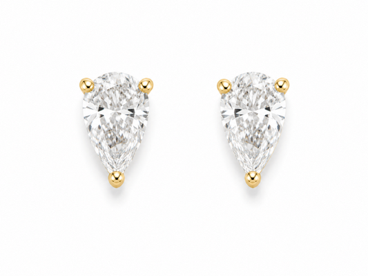 14K Yellow Gold Stud Earrings with 0.50 cttw Natural Pear Shape Diamonds