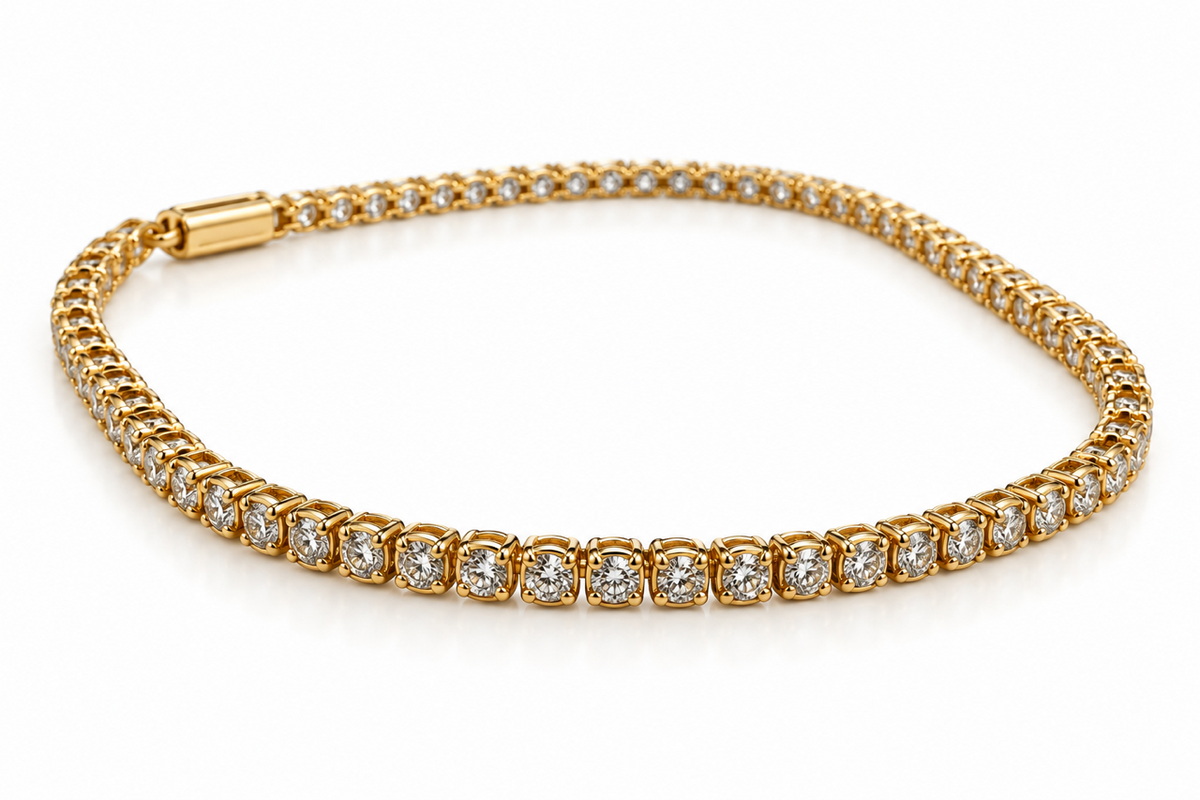 14K Yellow Gold Tennis Bracelet with 1.4cttw Lab Grown Diamonds