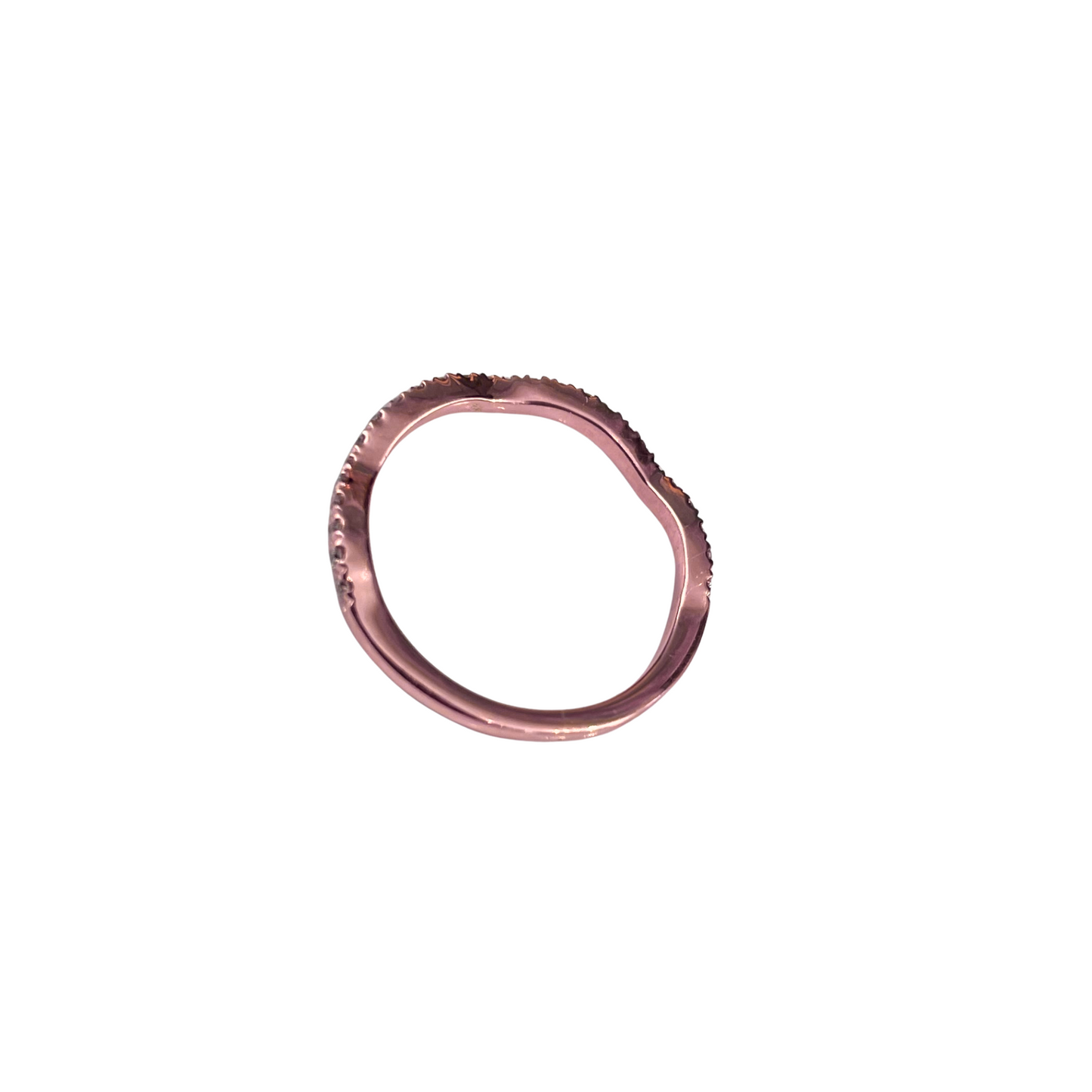 Rose gold ring on a white background