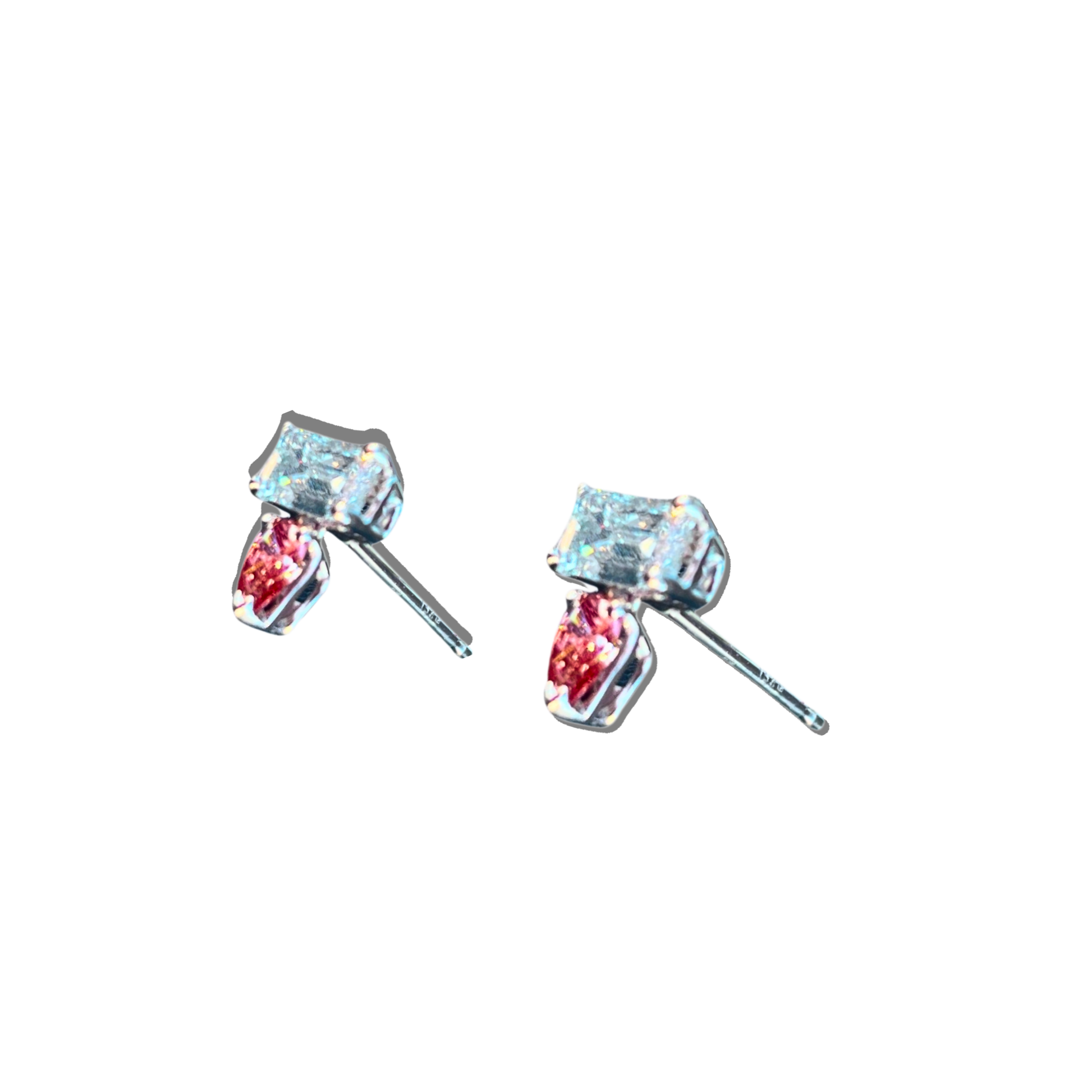Pair of earrings with gemstones on a white background