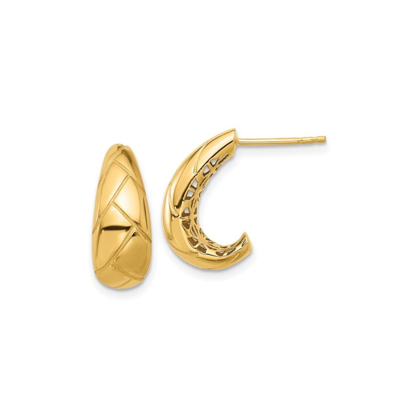 Gold hoop earrings on a white background