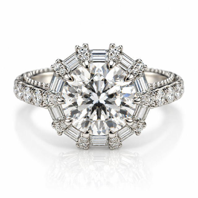 18K White Gold Engagement Ring with 2.92cttw Certified Round Lab Grown Diamond