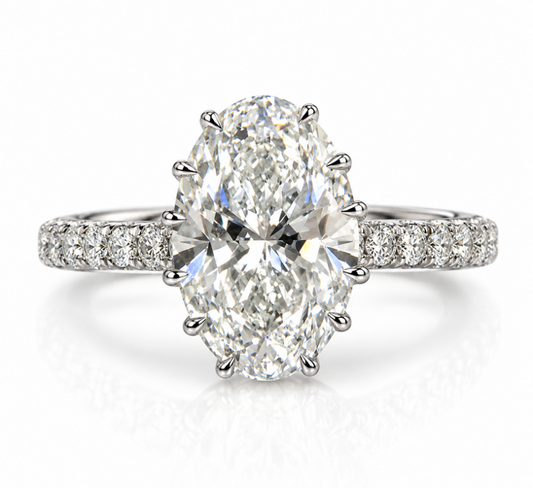18K White Gold Engagement Ring with 3.01cttw Certified Oval Lab Grown Diamond