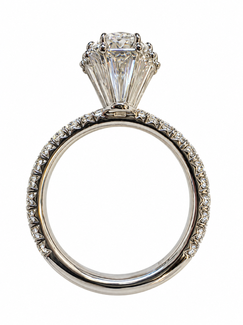 18K White Gold Engagement Ring with 3.01cttw Certified Oval Lab Grown Diamond