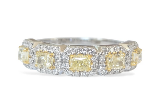 Natural Diamond (1.00ctw) East West Halo Band, 14kt