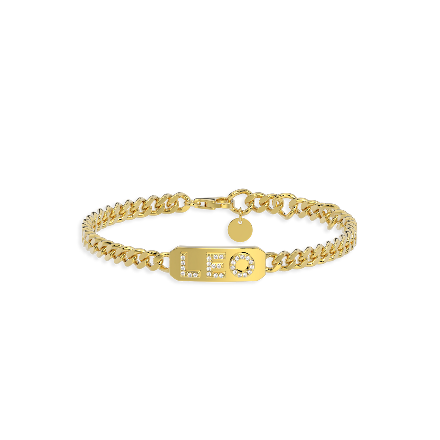18k Gold Plated Silver Pavé Letter ID Bar Curb Chain Bracelet His & Hers ID Bar AW24B001G