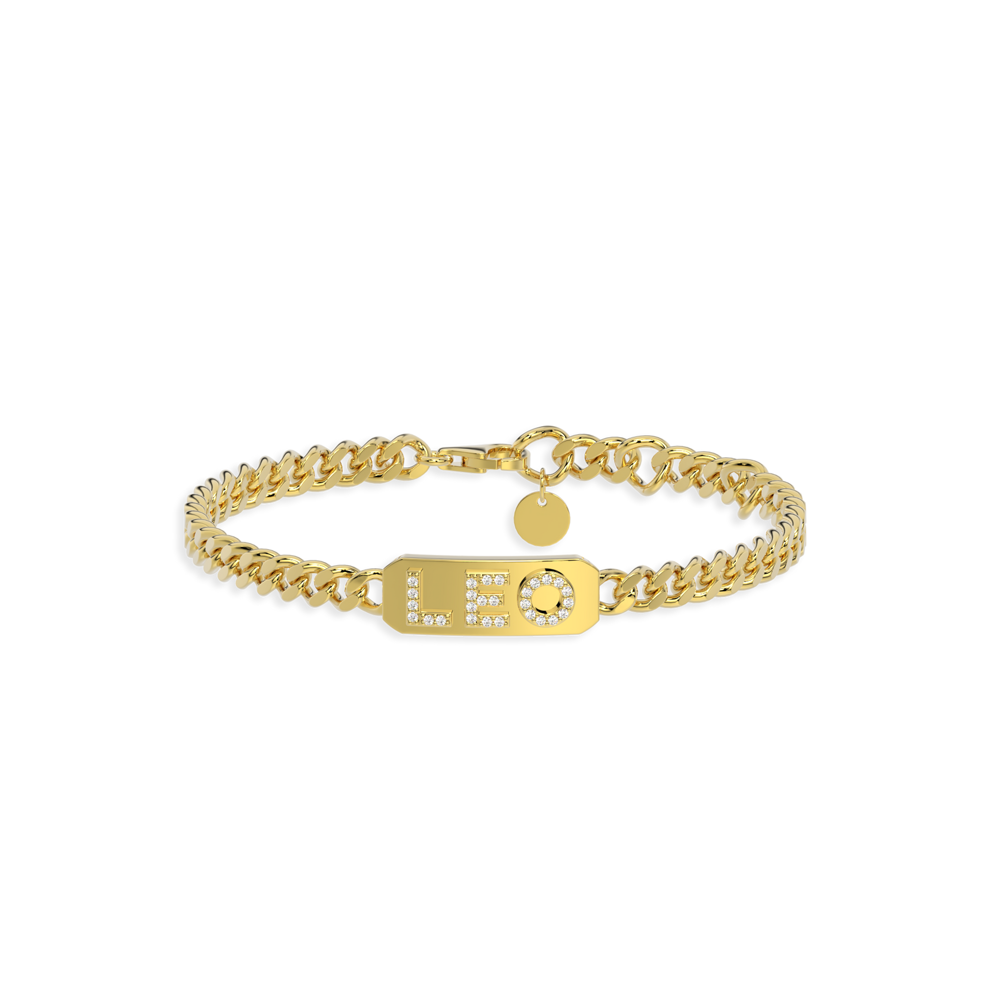 18k Gold Plated Silver Pavé Letter ID Bar Curb Chain Bracelet His & Hers ID Bar AW24B001G