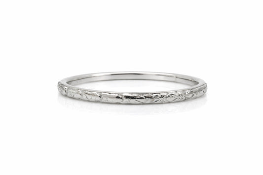Antique Platinum Etched Band – 2mm, Size 9