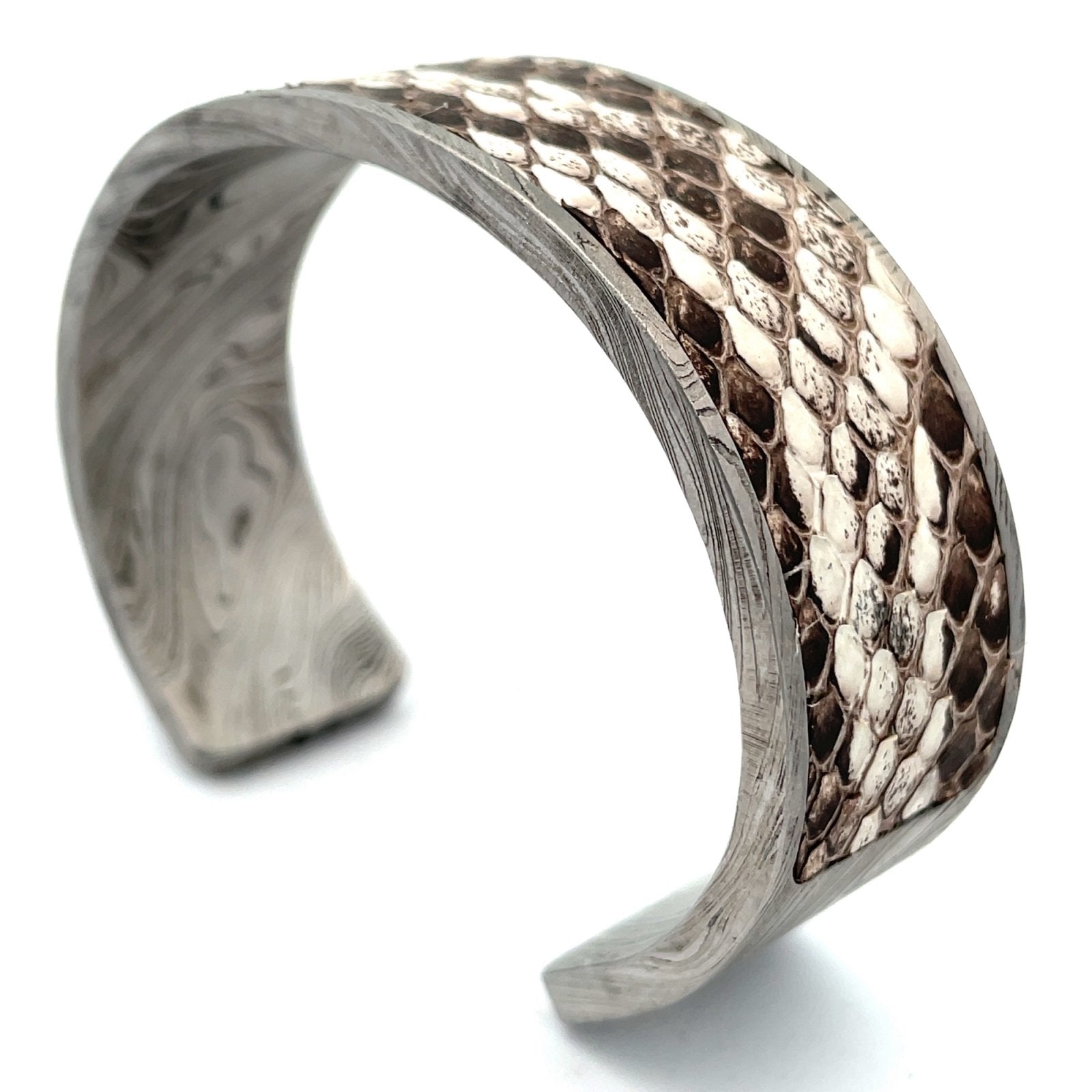 Damascus Cuff with Inlay – Python – Pauls Jewelers