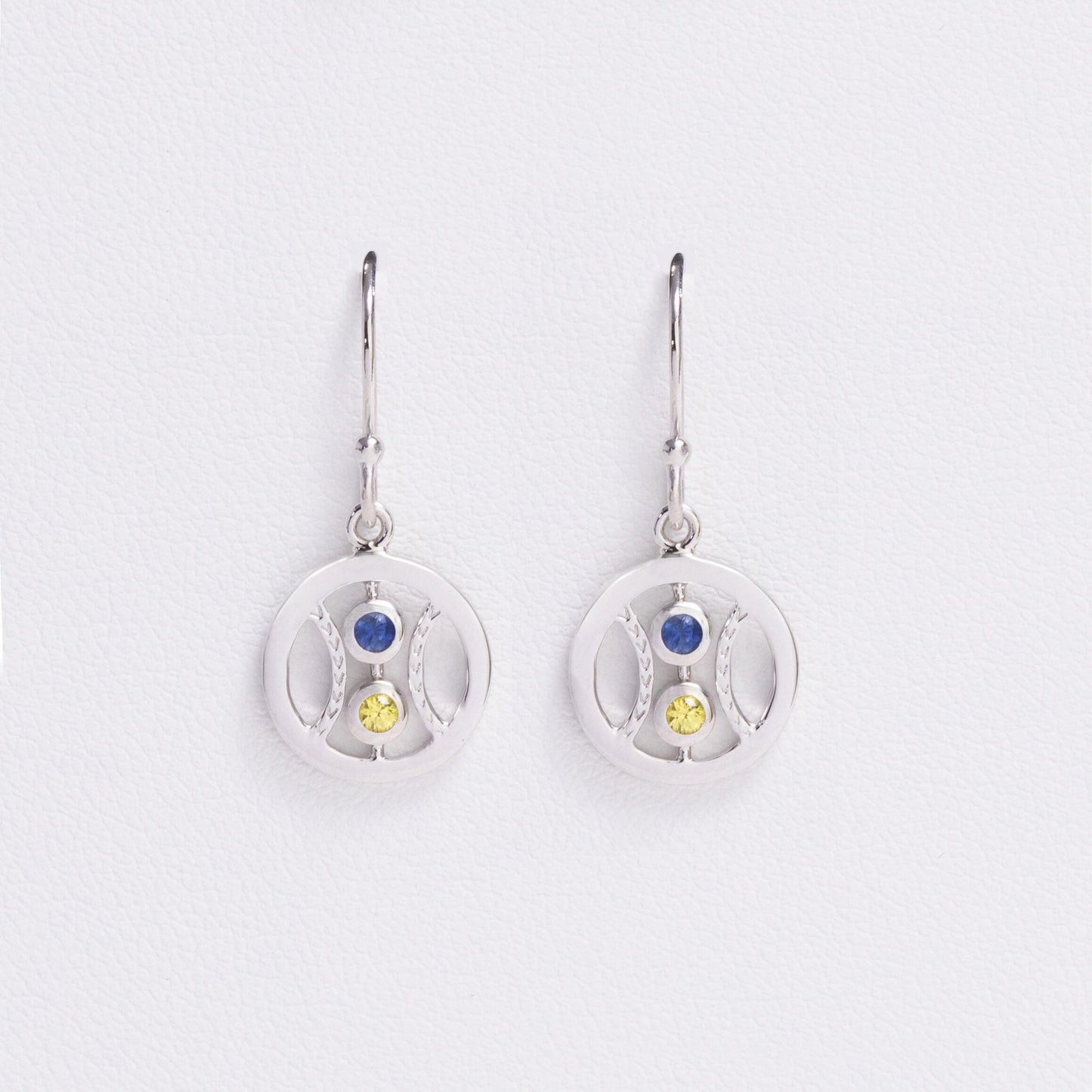 Brewer's Baseball Sapphire Fishhook Earrings, Sterling Silver