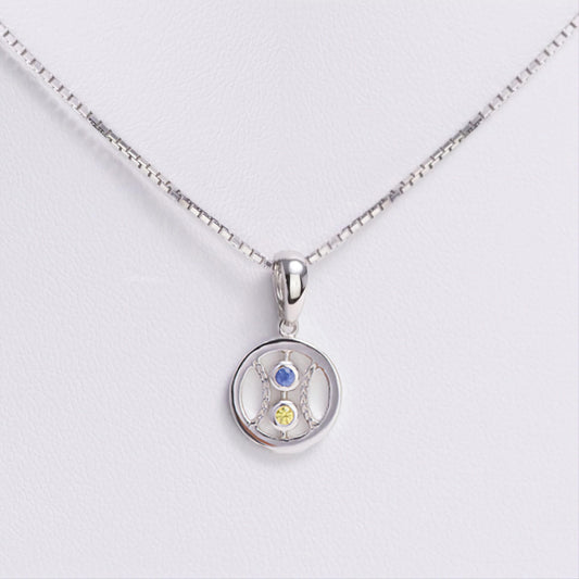 Brewers Baseball Sapphire Necklace II, Rhodium Plated Sterling Silver