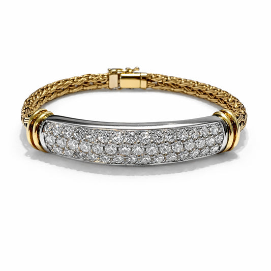 18kt Two Tone 1.02ctw Diamond Bracelet 7"