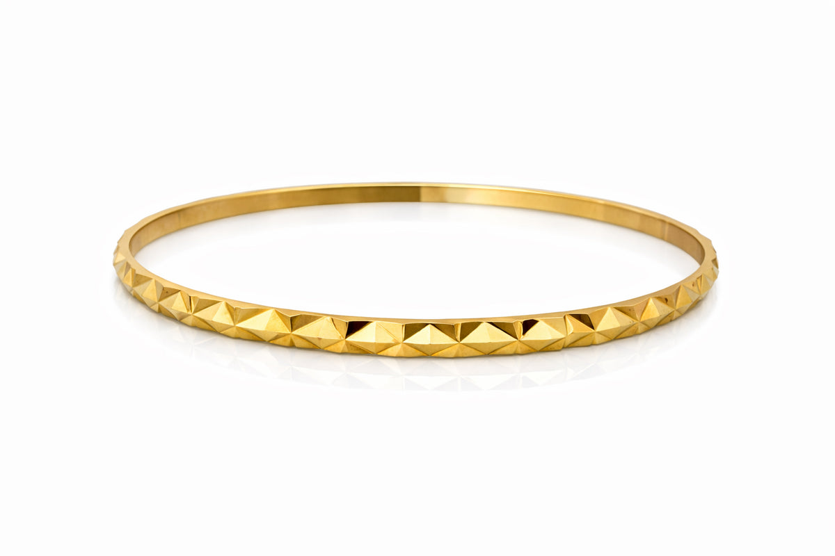 22K Yellow Gold Diamond Pattern Bangle