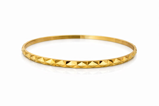 22K Yellow Gold Diamond Pattern Bangle