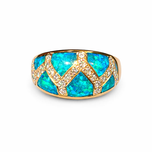 14K YG Opal Diamond Ring