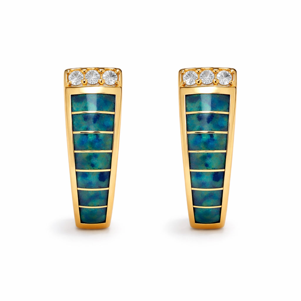 14K YG Opal Inlay Earrings