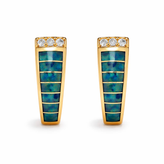 14K YG Opal Inlay Earrings