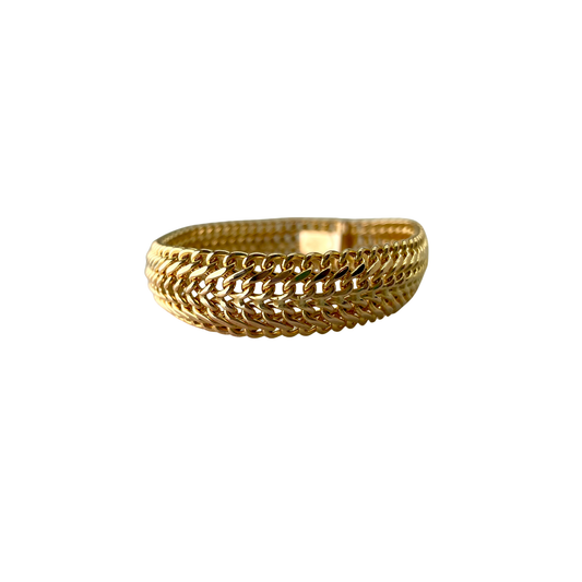 CONS L.H. 14kt Italian Gold Hollow Woven Bracelet, 12mm wide, 7"