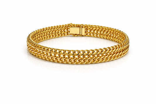 14kt Italian Gold Hollow Woven Bracelet, 12mm wide, 7"