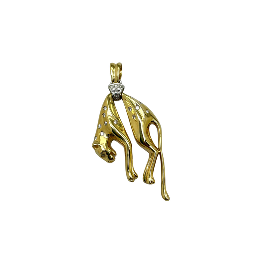 CONS L.H. Large Two Tone 18kt Natural Diamond (.20ctw) Panther Pendant
