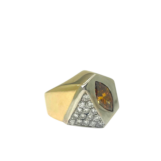 CONS L.H. Spessartine Garnet & Diamond (0.15ct) Ring 14kt