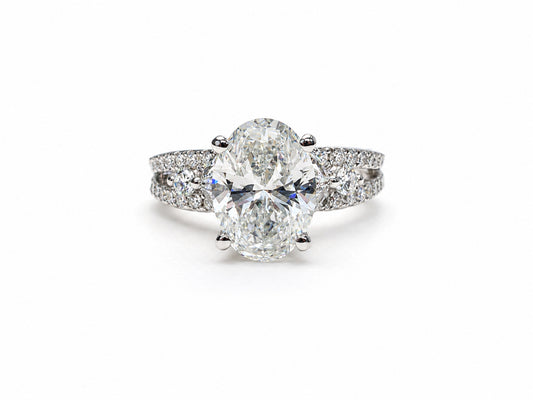 Certified 1.46 CTTW Lab Grown Diamond Ring in 14K White Gold