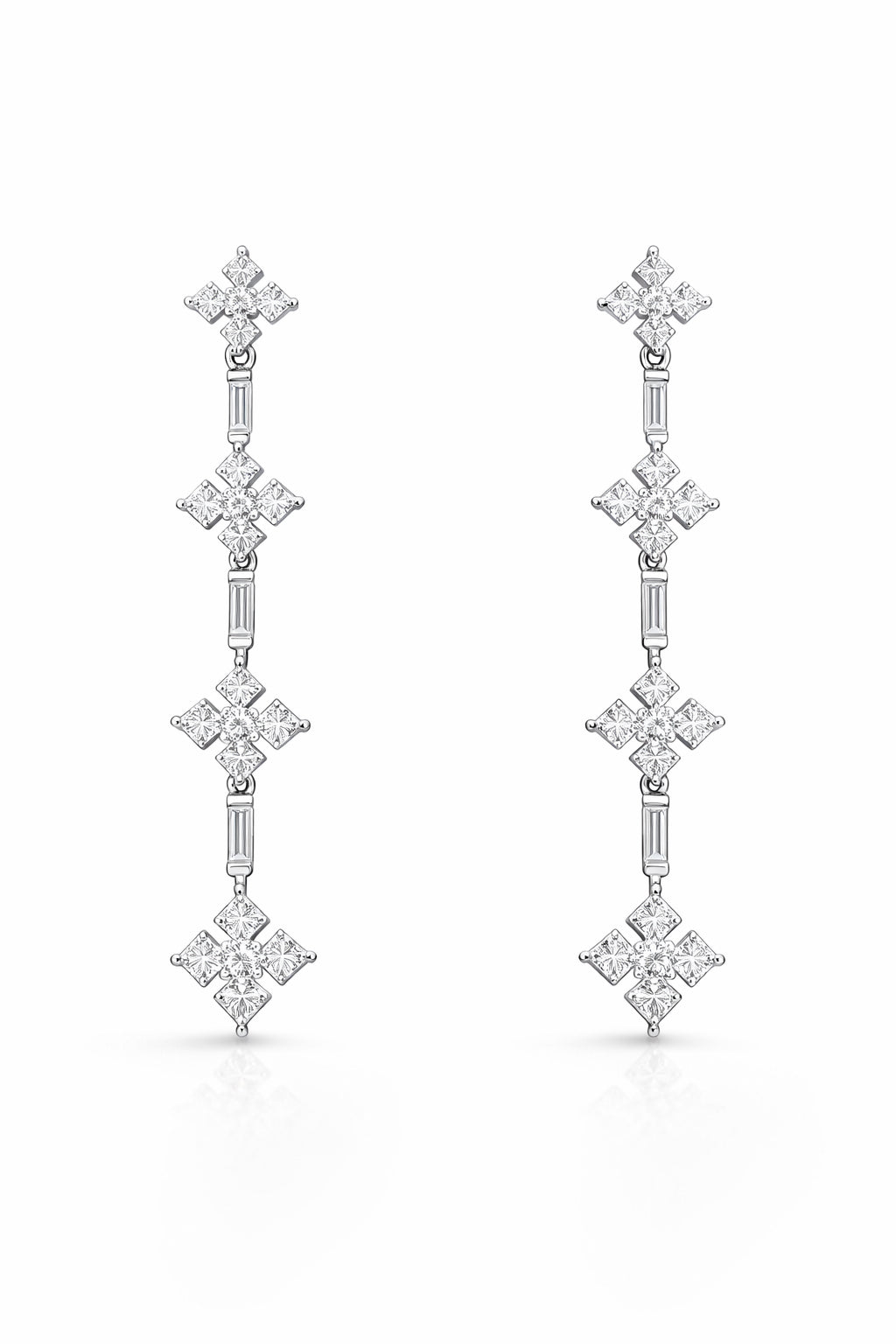 Cons 14K White Gold Natural Diamond Drop Earrings