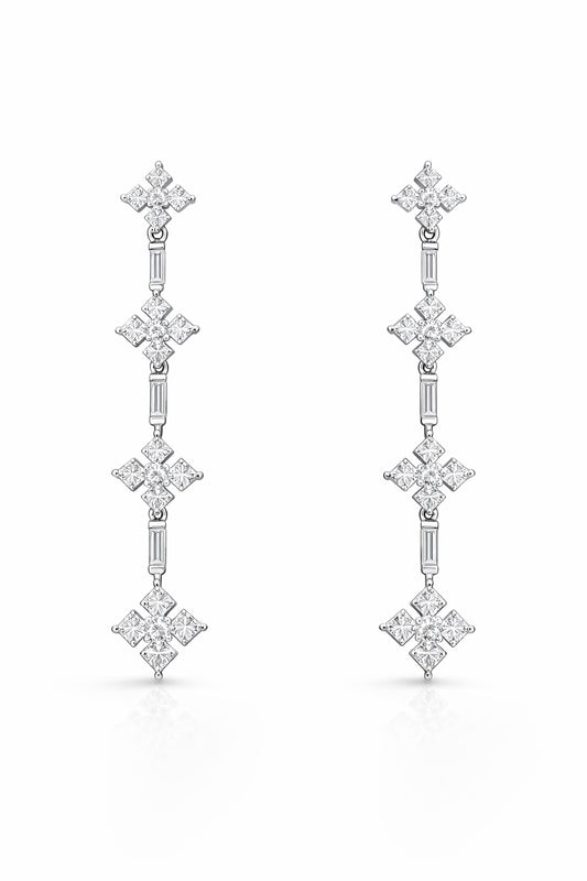Cons 14K White Gold Natural Diamond Drop Earrings
