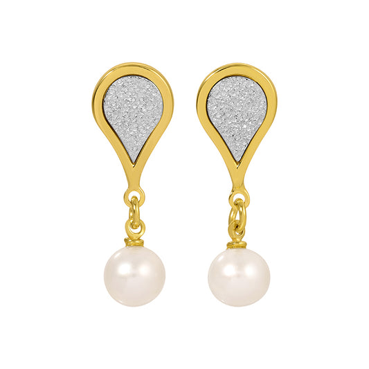 Elegant Teardrop Pearl Earrings - Gold Plated Sterling Silver