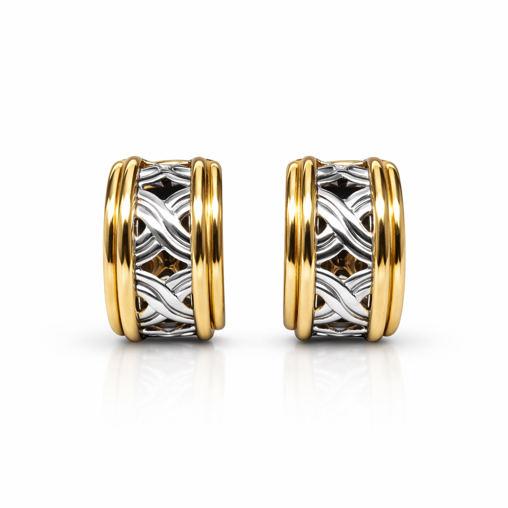 Estate - 14K Two Tone Hoops-