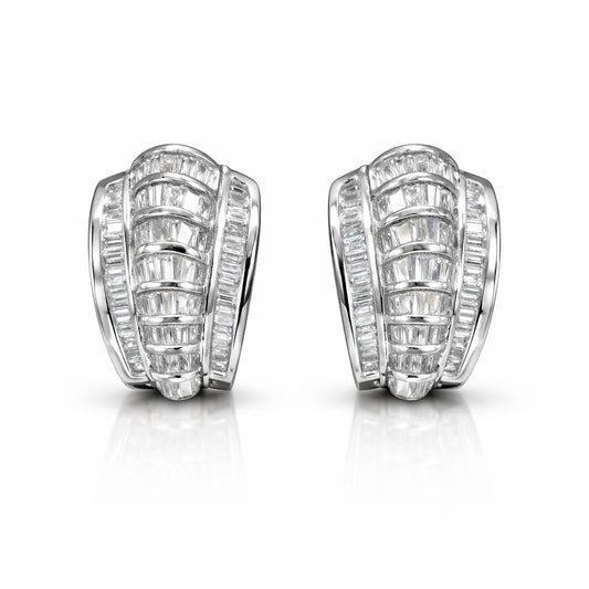 Estate 14K White Gold, 3.52CT Natural Diamond Earrings-