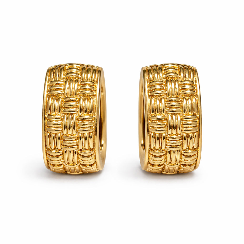 Estate 14K Yellow Gold Woven Earrings-