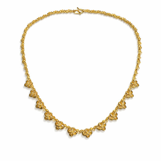 Estate - 24K Yellow Gold Floral Necklace-