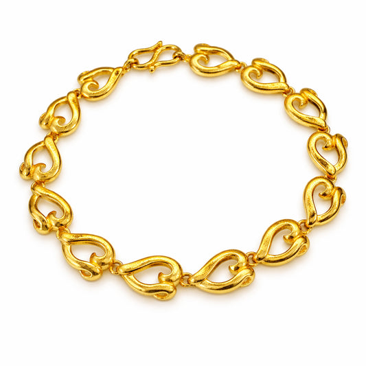 Estate - 24K Yellow Gold Heart Bracelet