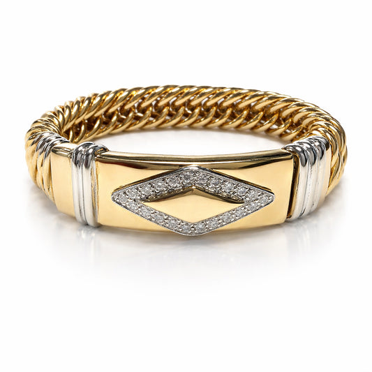 Estate - Two Tone 14K, 0.25ctw Diamond Bracelet, 7"