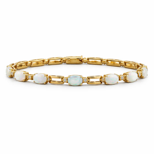Estate Genuine Opal & Dia Bracelet .50cttw 8"