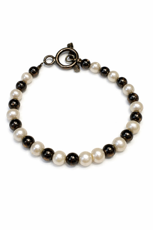 Estate Sterling Silver & Freshwater Pearl Bracelet