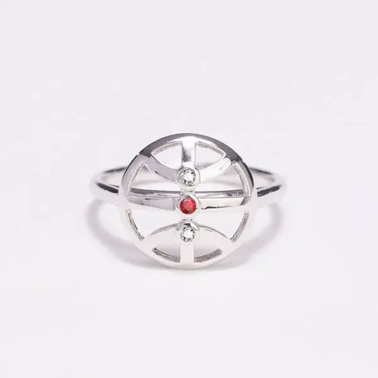 Go Big Red! 925 Red & White Sapphire Basketball Ring