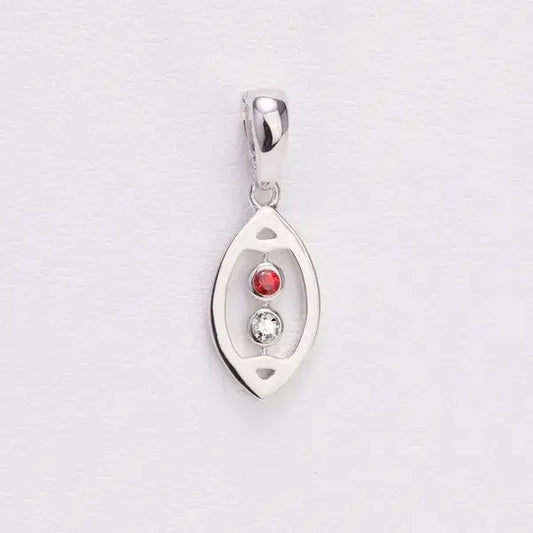 Go Big Red! 925 Red & White Sapphire Football Charm/Pendant