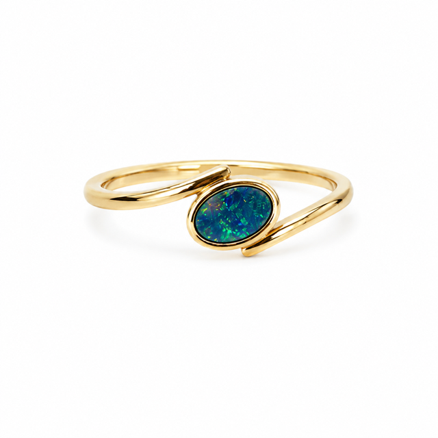 Gold Plated Sterling Silver Ring with Australian Opal