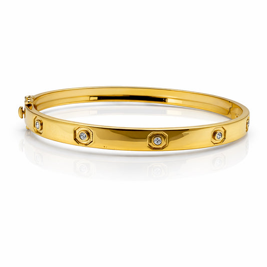 Gold Vermeil Natural Diamond Bangle Bracelet 0.20ctw