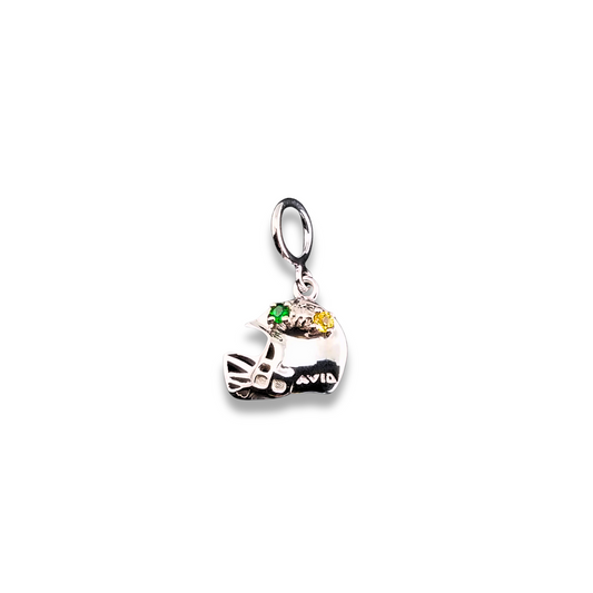 Green Bay Packers Football Charm Helmet, Tsavorite Garnet-Yellow Sapphire .10ctw