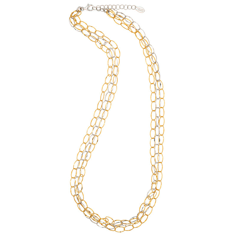 Gold chain necklace on a white background