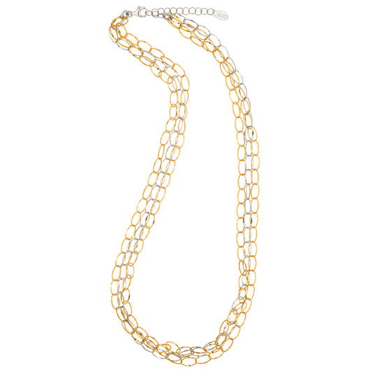 Gold chain necklace on a white background