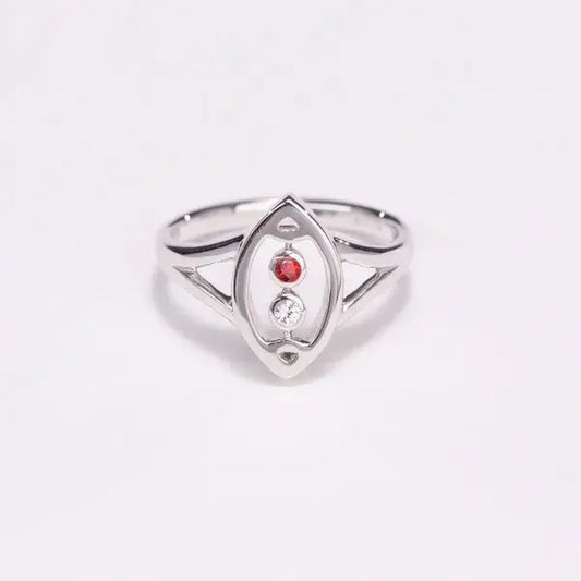 Let's Go Red! 925 Red & White Sapphire Football Ring