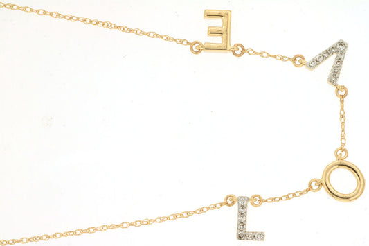 MEMO Diamond (0.08ctw) "Love" 14kt Necklace